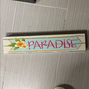 Paradise Wooden Sign with Floral Design